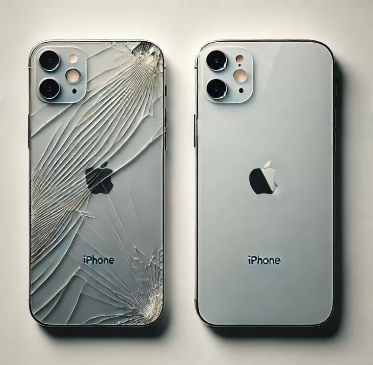 vitre arrière iPhone avant/après